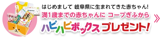 岐阜県に生まれてきた満1歳までの赤ちゃんにハピハピボックスプレゼント